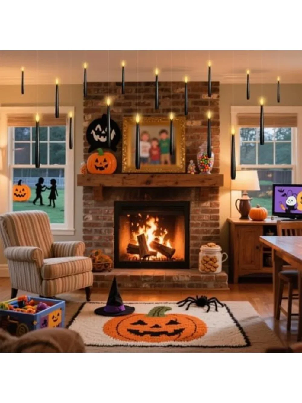 Black Floating Candles with Remote Control - Spooky Halloween Hanging Decor
